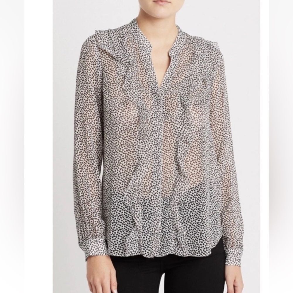 L’Agence Nadine Heart Print Blouse Size S – Perfect Condition